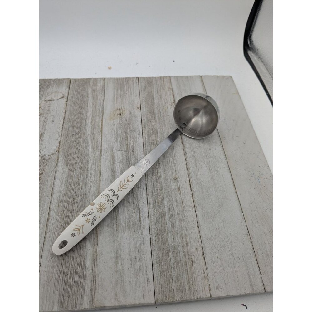 Vintage FLINT Arrowhead Stainless Steel Soup Ladle Spoon 9 1/2" Wheat handle #1